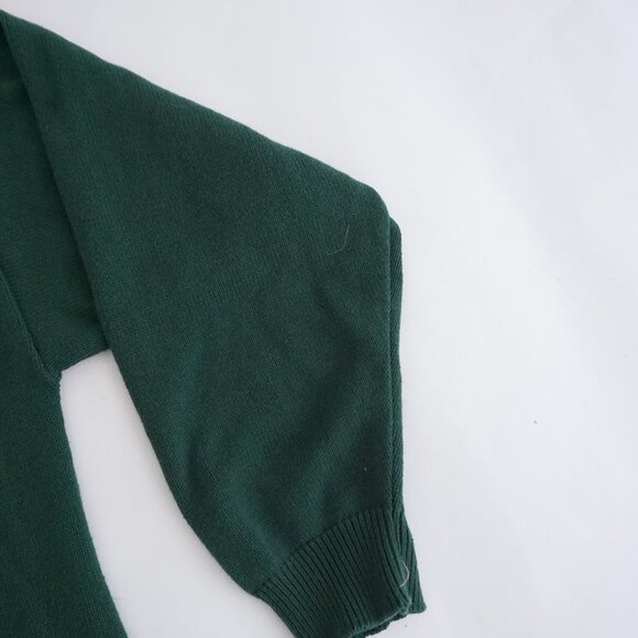 Vintage '90S Scharf & Breit Hunter Green 100% Cotton Knit Crewneck Sweater L - Picture 4 of 8